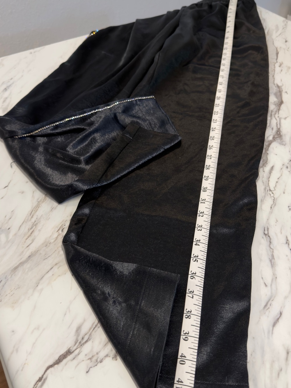 J Brand Black Satin Rhinestone Lounge Pants - Picture 2 of 10